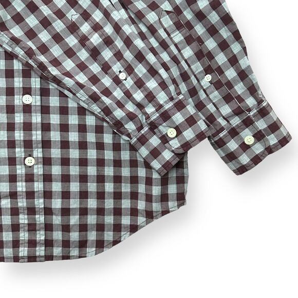 ABERCROMBIE Check Button Down Shirt Classic Casual Night Out Relaxed Brown Small - Picture 5 of 10